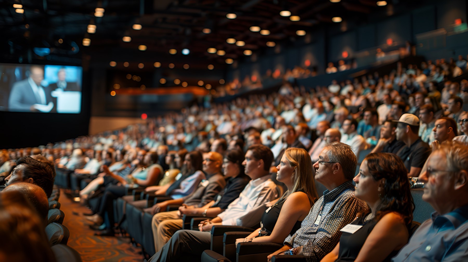 Audience seated in a conference auditorium